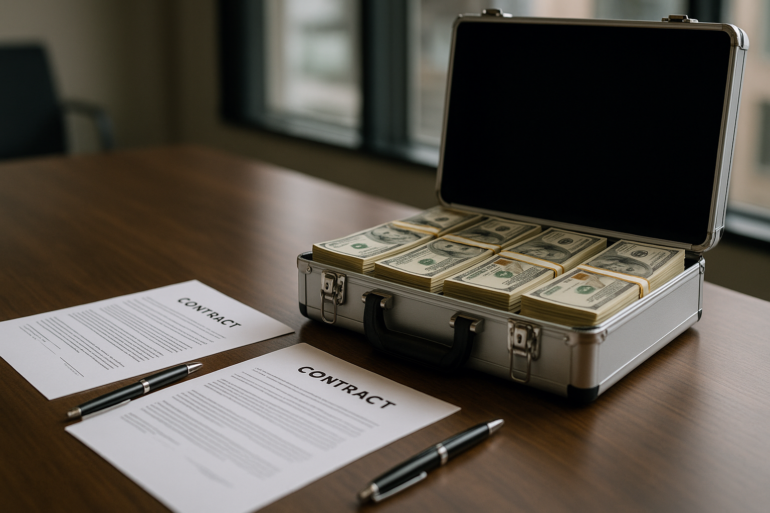 Happy elderly couple at closing table